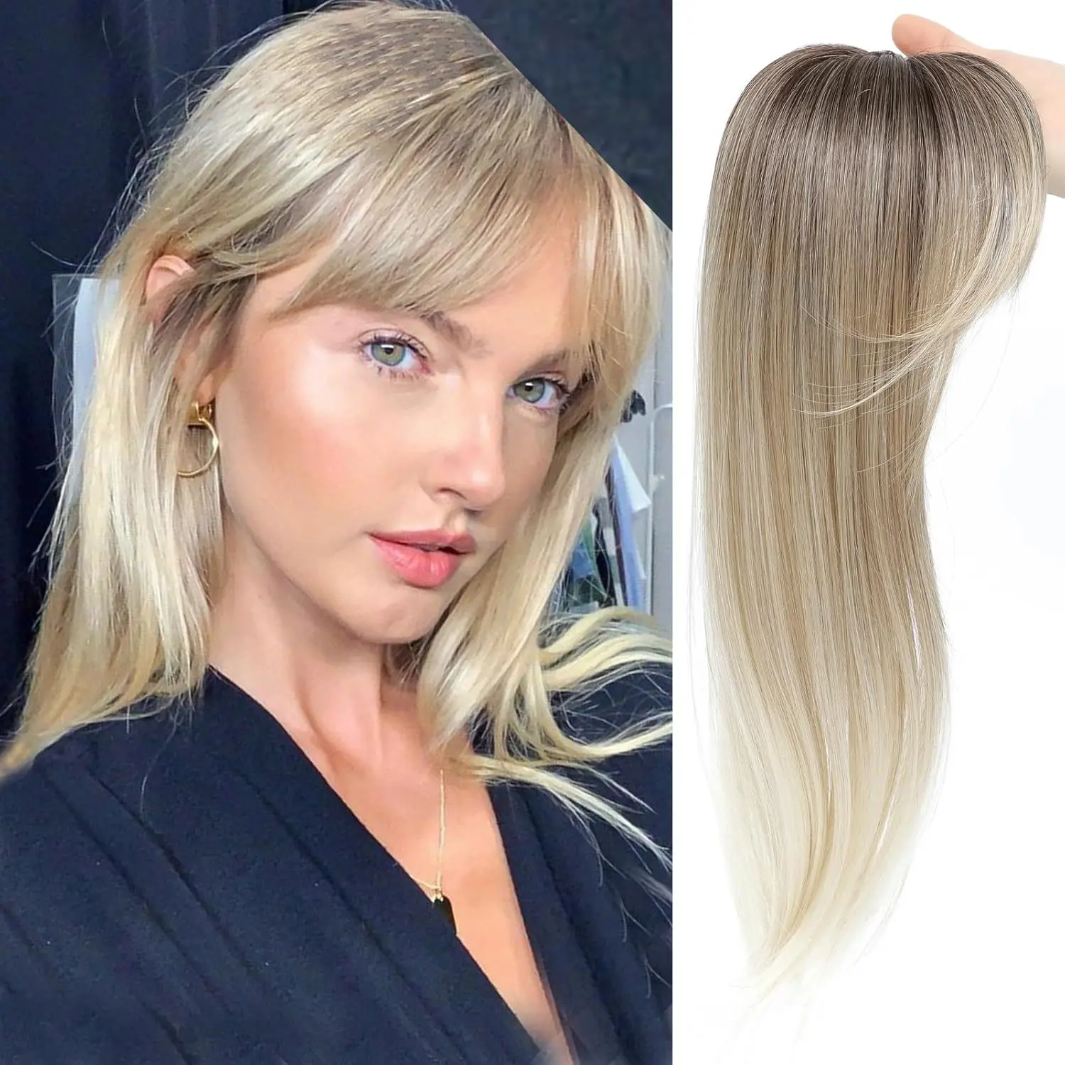 18in Synthetic Fluffy Hair Topper - 360-Degree 3D Coverage, Volume-Boosting, Suitable for Thin Hair (Synthetic Full Machine Wig Fashion Accessory), Synthetic Hair, Enhance Hair Appearance, Synthetic Full Machine Wigs
