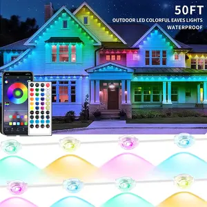 50FT Permanent Outdoor Lights for House Waterproof, IP67 LED Eave Lights with App/Remote Control, Outdoor Permanent led Lighting for House Roof Decor,Christmas,Party,All Holiday and Daily