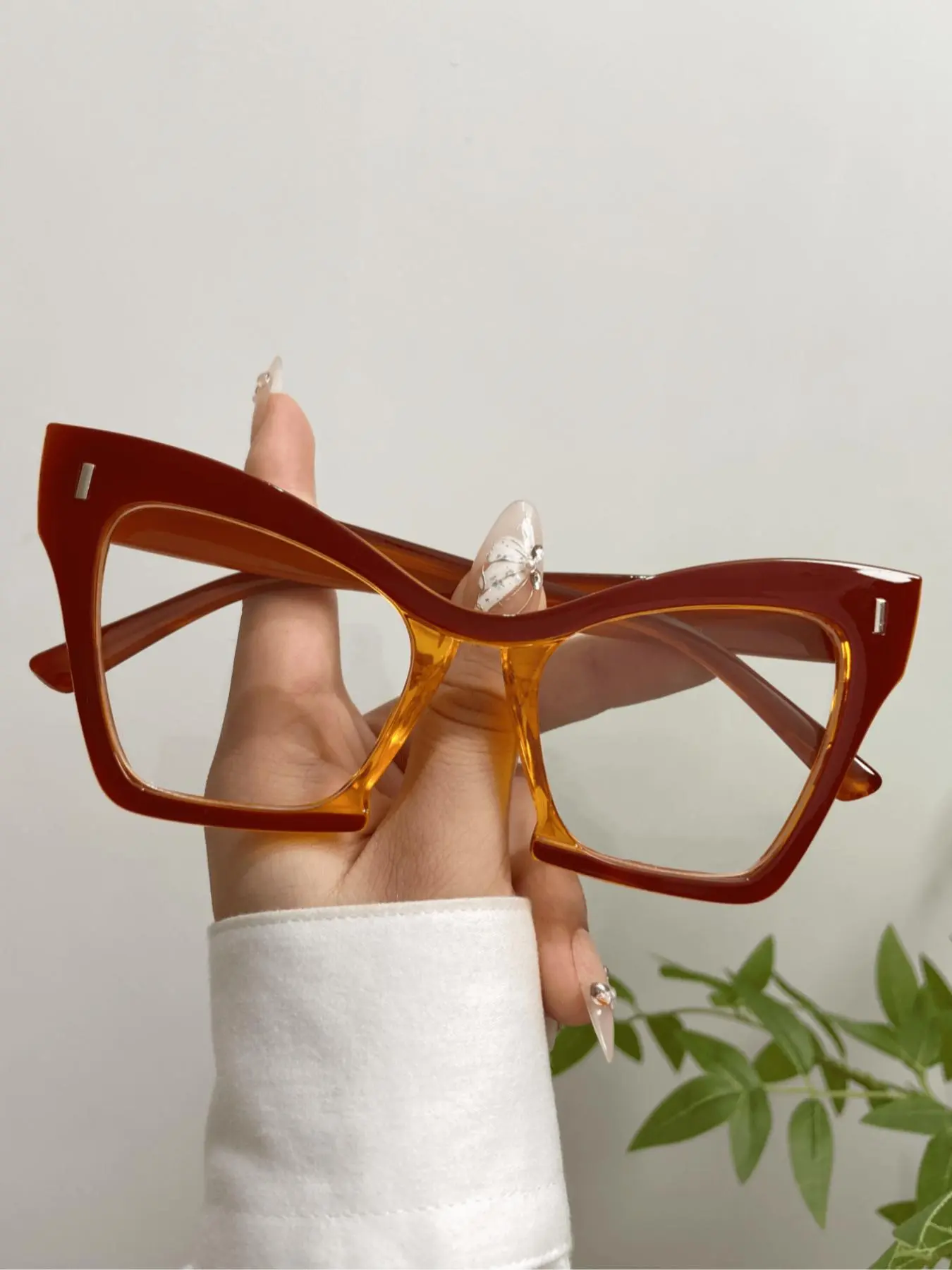 Vintage Colorblock Large Frame Eyeglasses, Retro Fashion Cat Eye Eyeglasses for Women & Men, Stylish Glasses, Trendy Casual Eyeglasses, Fashion Eyeglasses for Work, Daily Student Daily Use, Vintage Style Eyeglasses