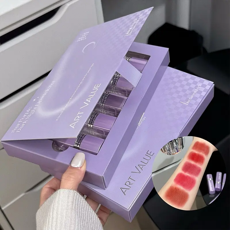 Star Purple Dark Night Lipstick Set Velvet Matte Smooth Apply Easy to Color Natural Makeup Effect Women's gifts
