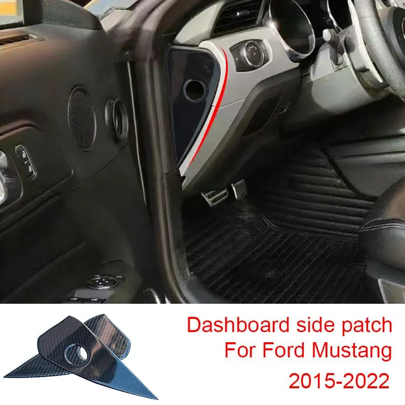 Dashboard Side Decoration Patch Carbon Fiber Car Stickers For Ford MUSTANG 2015-2022 Trim Interior Accessories
