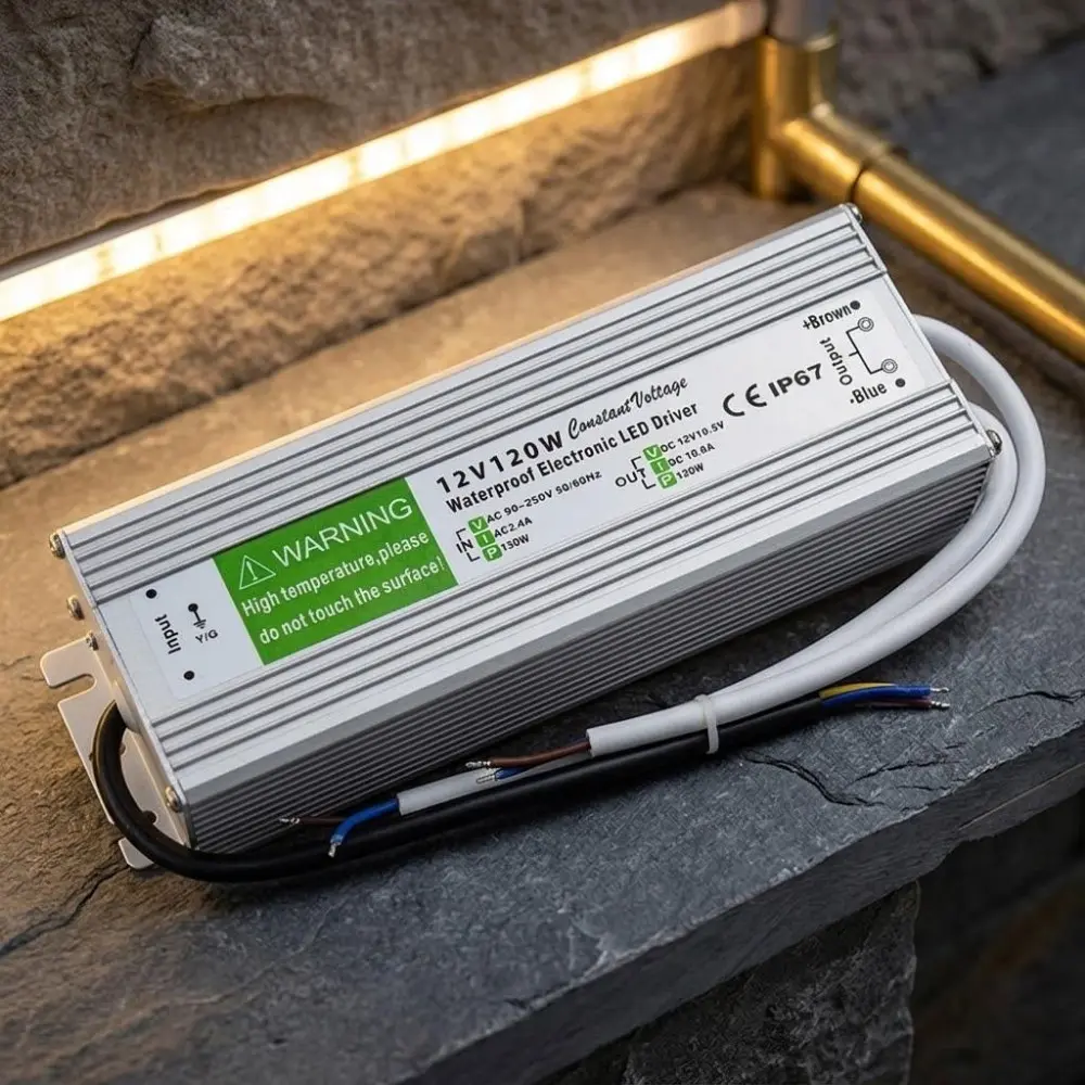 100W Smart Constant Voltage High Power Electronic LED Driver, 96-265V AC to 12V DC Output IP65 Waterproof Power Supply for Outdoor LED Strips, Garden Lighting, CCTV Cameras, with Protection