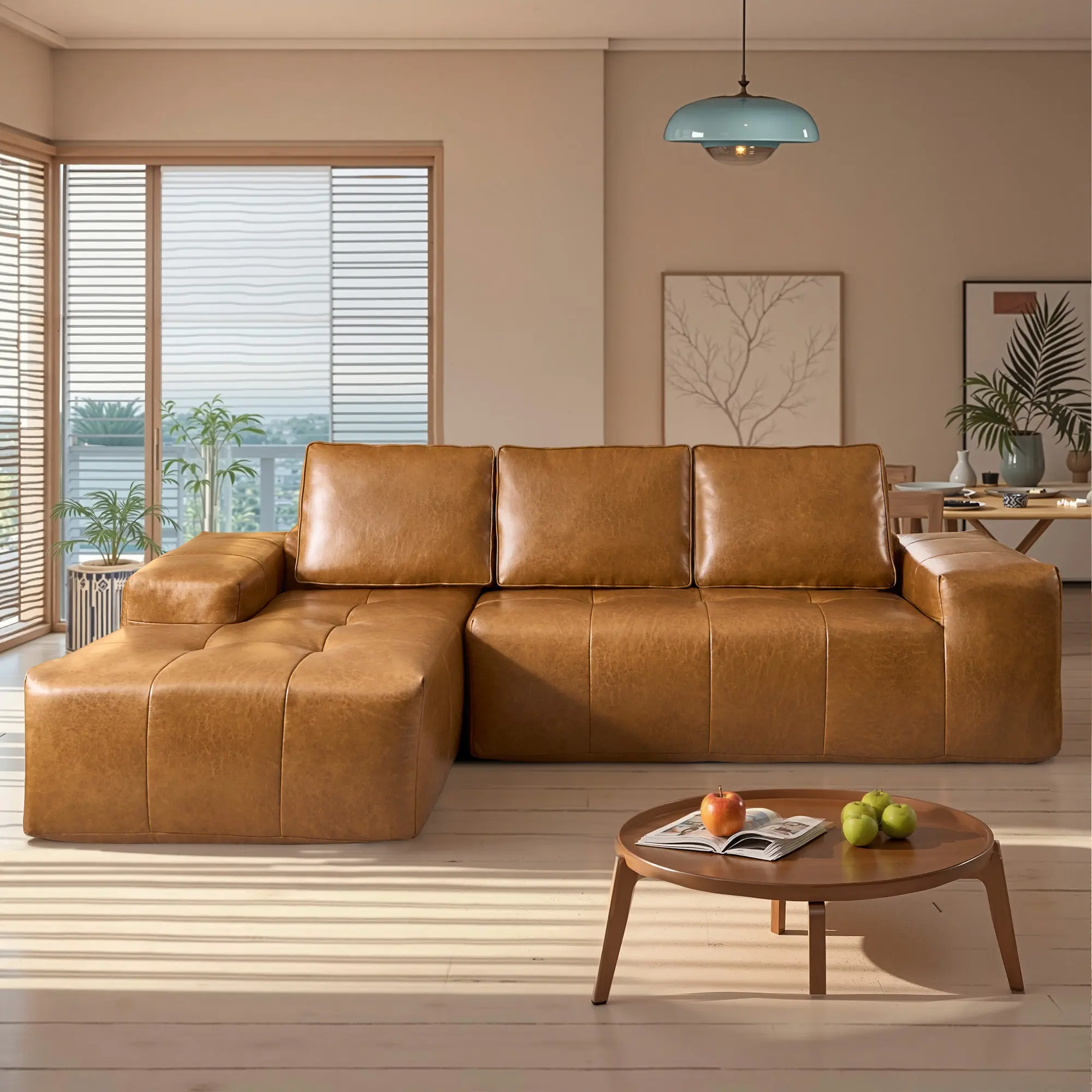 114" Brown Technology Fabric Left Chaise