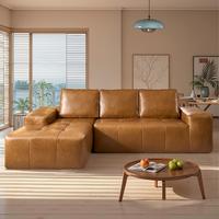 114" Brown Technology Fabric Left Chaise