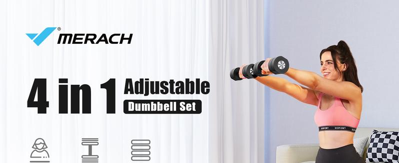 Merach Adjustable Dumbbell Set, 4 in 1 Free Weights Dumbbells Each 2.2-8.8LBS Hand Weights for Women Soft Rubber Handle for Home Gym Exercise Training Merach Adjustable Dumbbell Set, 4 in 1 Free Weights Dumbbells Each 2.2-8.8LBS Hand Weights for Women Soft Rubber Handle for Home Gym Exercise Training