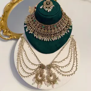 Multicolor Polki Necklace Set: Indian Bridal Jewelry