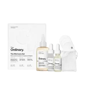 The Ordinary Mini Icons Set - Glycolic Acid 7% Toner, Niacinamide 10% + Zinc 1%, Hyaluronic Acid 2% + B5 - Skin Brightening Kit for Hydration & Repair