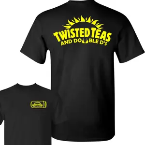 Twisted Teas and Double D's T-shirt – Full-color unisex T-shirt, fun drinking-themed design T-shirt, men's gift pattern T-shirt, 100% cotton, gift for him (her), stylish and comfortable, slim fit