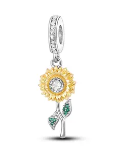 Sunflower Design Rhinestone Decor Pendant, Diy Pendants, Flower Shaped Jewelry Making Charm, DIY Jewelry Accessories for Necklace & Bracelet Making