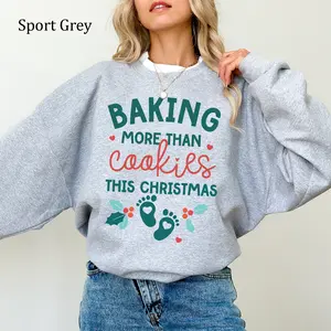 Christmas Pregnancy Sweatshirt, Mom To Be Crewneck Pull Over, Pregnancy Reveal Christmas Sweater, Maternity Christmas Shirt, Christmas Graphic Sweatshirts, Daily Casual Cotton Womenswear