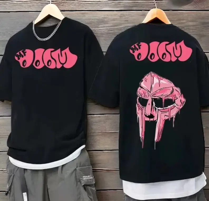 MF Doom & Madlib Madvillain Double-Sided Graphic T-Shirt - Unique Unisex Loose Fit Hip Hop Tee - Fleece Cotton Blend