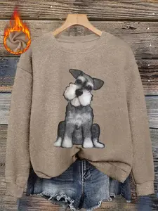 Women's Fall Winter Fitted Graphic Sweater, Soft Plush Texture, Snail Print, Casual Style, Warm and Cozy, Cute Pet Pattern