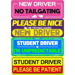 Reusable 4pcs Universal Student Driver Magnet for Car Reflective Stickers for Male and Female New Drivers