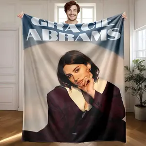 1 piece Gracie Abrams fashion photoshoot themed flannel blanket - Oversized comfortable flannel sofa blanket, suitable for beds and sofas, modern geometric pattern design, all-season use, digital printing, 100% polyester material, machine washable