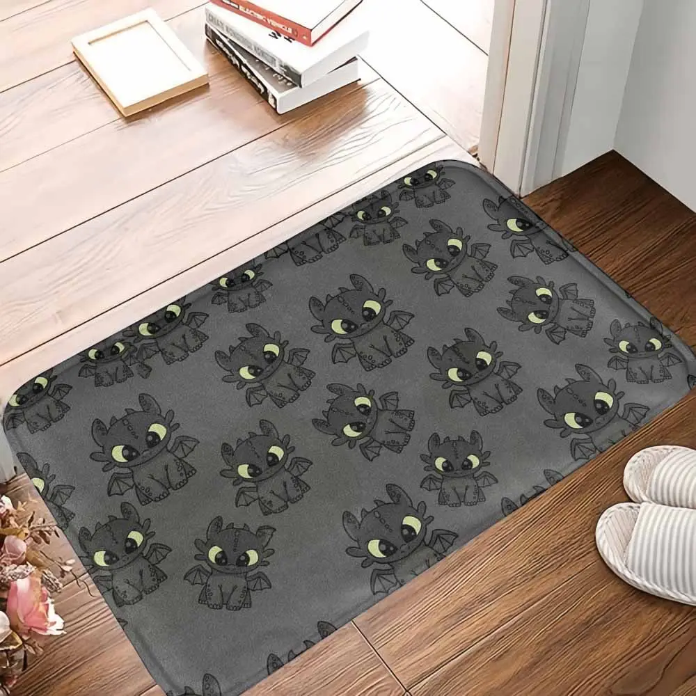 Cute Dragon Pattern Floor Mat Cartoon Black Dragon Print Design Soft NonSlip Washable Rug for Bedroom Living Room Entryway Office Decor Gift Use