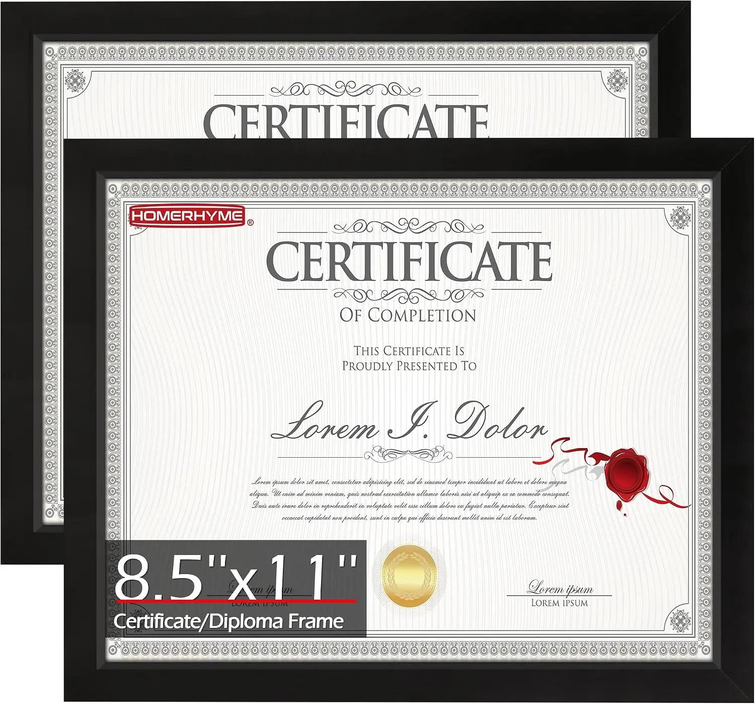 Diploma Frame, 8.5 by 11 Black Picture Frames, Certificate Frame with Clear Plexiglass, 8.5 x 11 Photo Graduation Degree Record Magazine Frames for Collage Gallery Home Wall Decor, 2 Pack