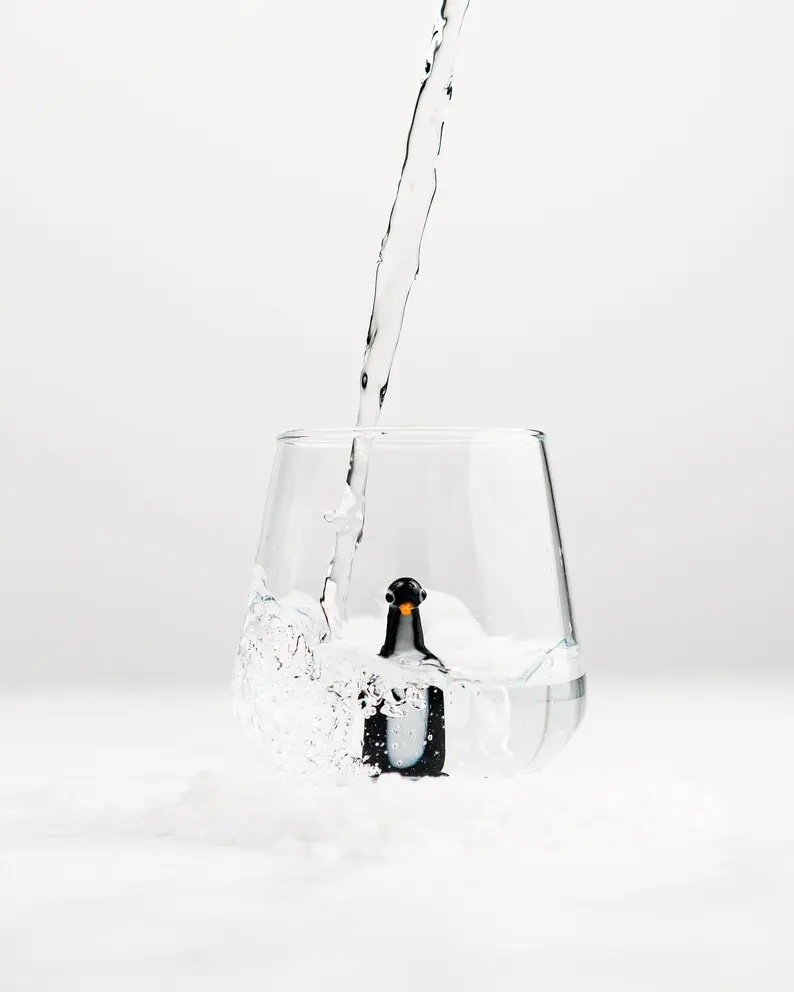 Penguin Drinking Glass, Handmade Animal Figure, Tumbler, Cup, Animal, Design Glasses, Perfect Gift For Dad, Home Décor, Glassware, Kitchen