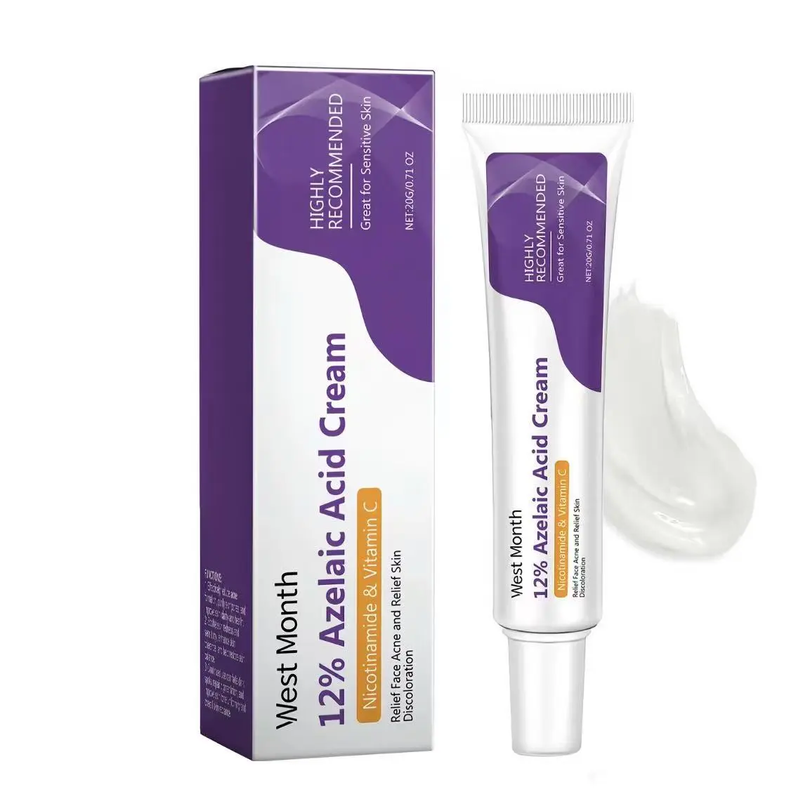 West Month 12% Azelaic Acid Facial Cream with Niacinamide, 20g, Skincare Moisturizer for Sensitive Skin, Helps Calm the Look of Blemishes & Visible Redness
