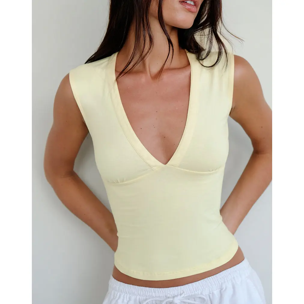 Emberly Plunge Top in Lemon