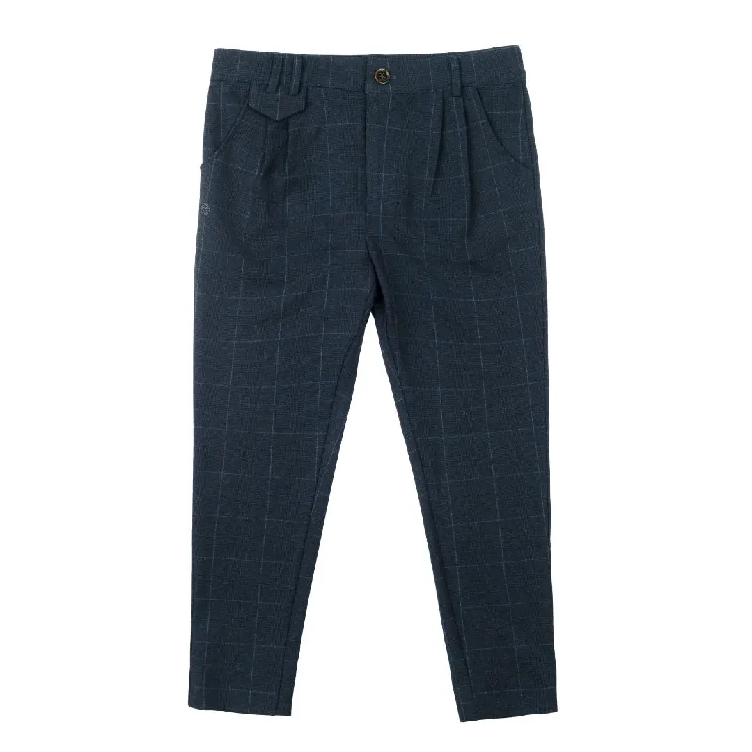 Cottier - Elliot Tartan Slim Stretch Pants | Navy