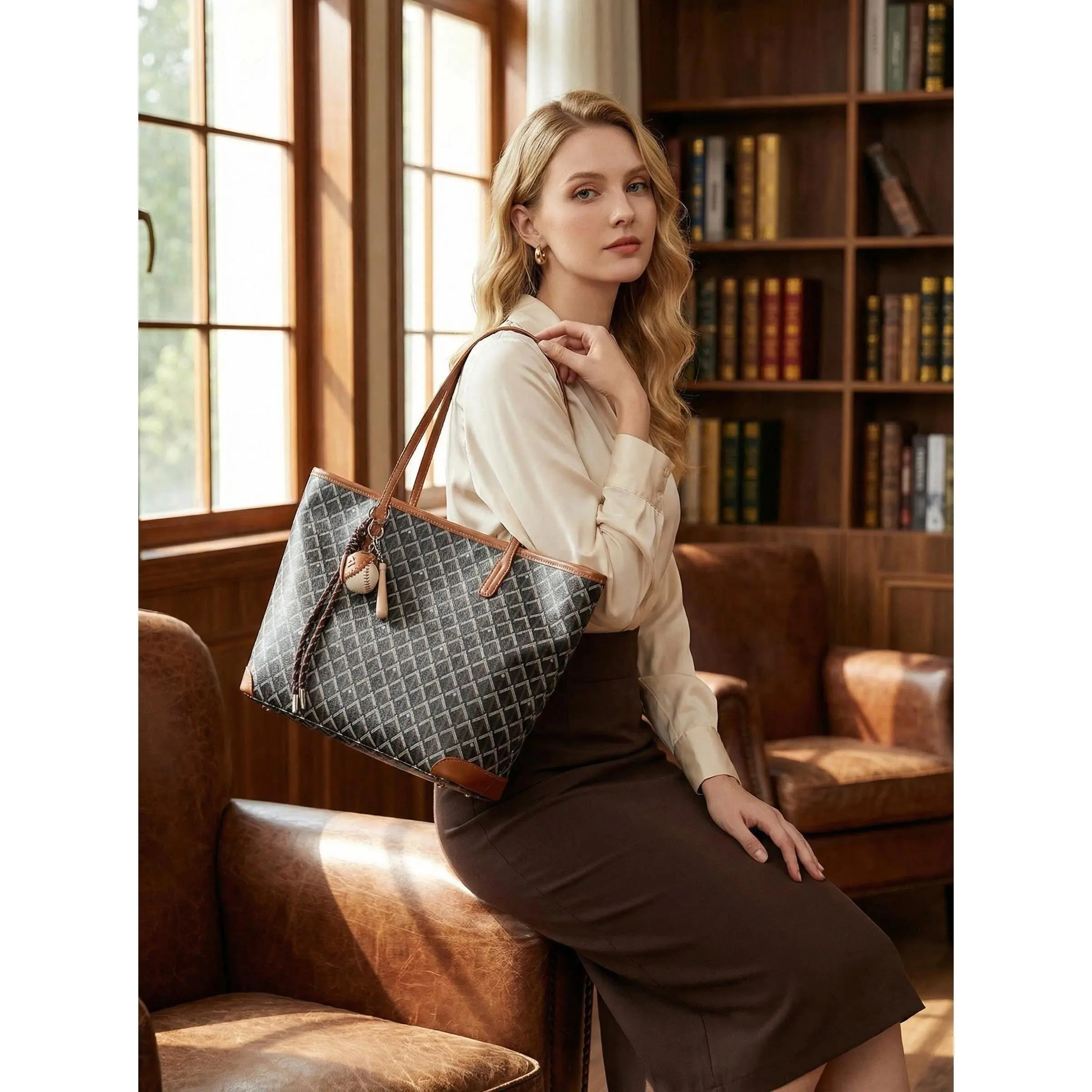 Women's Genuine Leather Hobo Tote Bag, Minimalist Zippered Single-Shoulder Handbag, High Capacity Casual Everyday Shopping Bag