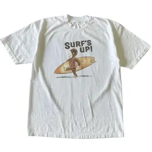 TLXT Curious George Surfs Up T-Shirt, Animal Tee, Cartoon Tshirt, Gifts Shirt, Unisex Graphic Tees Gothic Grunge Y2k Emo Scene Amity Affliction Style Clothes Men Women Streetwear Summer