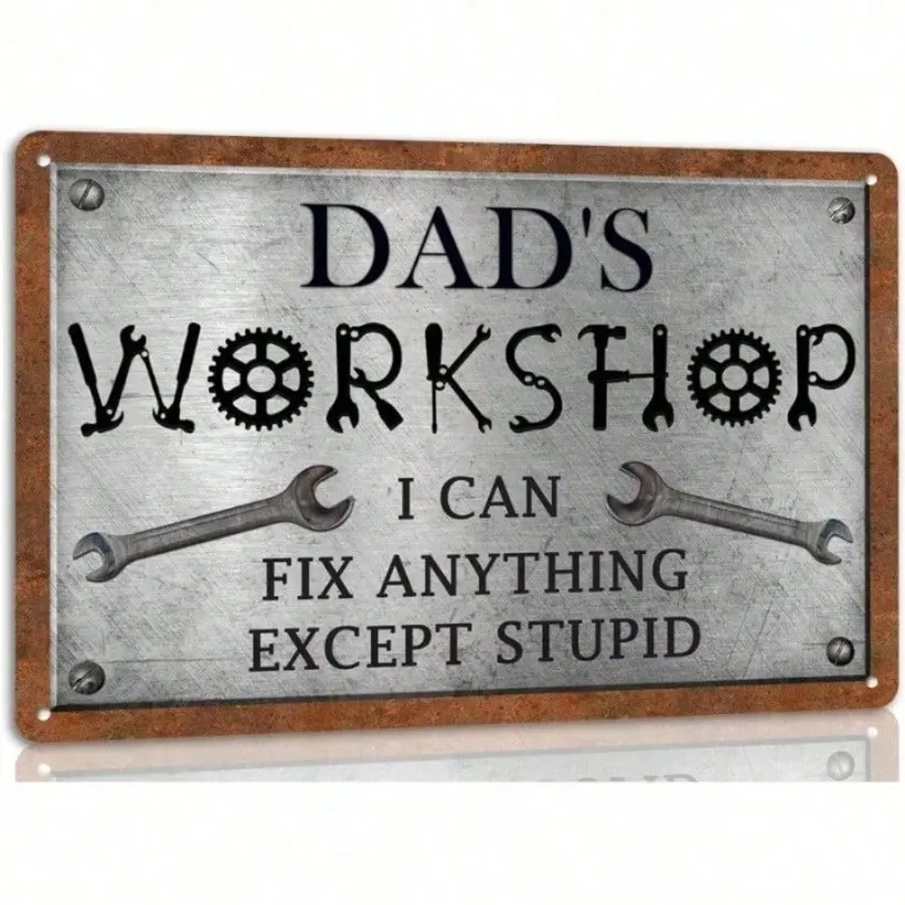 Tin and Acrylic Vintage Garage Workshop Wall Art Aluminum Sign 12x12 Inch Dad Cave Decor Rustic Mechanic Tool Metal Poster Farmhouse Home Wall Decor for Man Cave