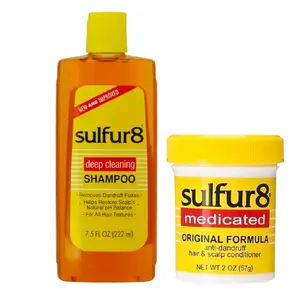 Sulfur8 Anti-Dandruff Hair & Scalp Care Shampoo 7.5oz & Conditioner 2oz Duo Rich-Lathering Cleanser for Soft Manageable Hair Care