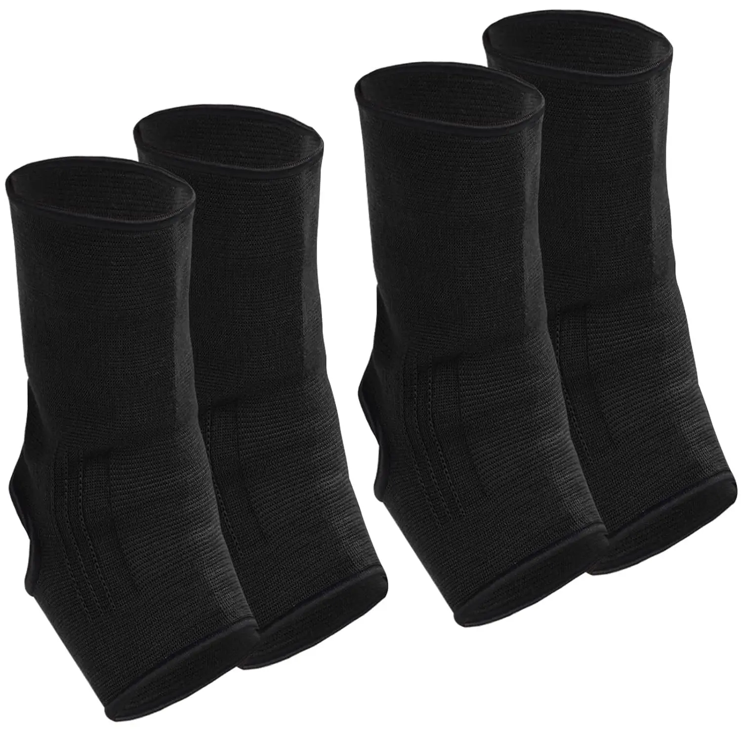 2 Pairs Compression Ankle Sleeve Muay Thai Foot Brace Boxing Ankle Braces for Men Breathable Women Foot Wraps Support for Martial Arts Kickboxing Gym Running, L Size(Black)