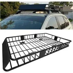 67" x 39" x 5.1'' Universal Roof Rack Cargo Carrier Basket with Extension Heavy Duty Steel Car SUV Top Luggage Storage Holder Basket for Travel 550LBS Weight Capacity