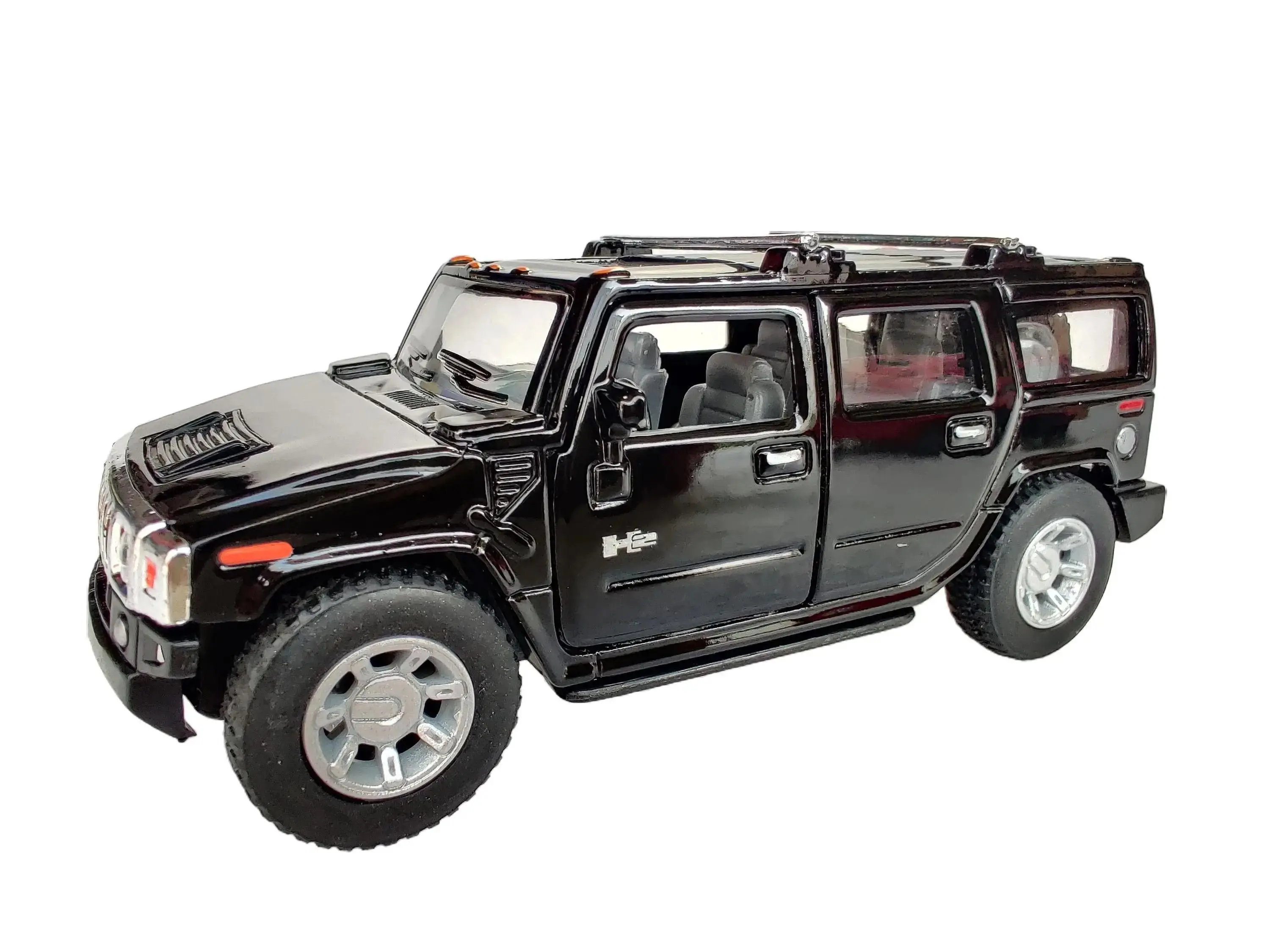 KINSMART 2008 Hummer H2 SUV 1:40 Scale Die-Cast Metal Model Toy with Pull Back Action Doors Openable Black Collectible Car