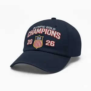 Olympic Gold Champions 2026 USA Hockey Dad Hat Embroidered Adjustable Baseball Cap Patriotic Team USA Hockey Fan Gift Game Day Sports Cap for Men Women American Pride Ice Hockey Supporter Hat