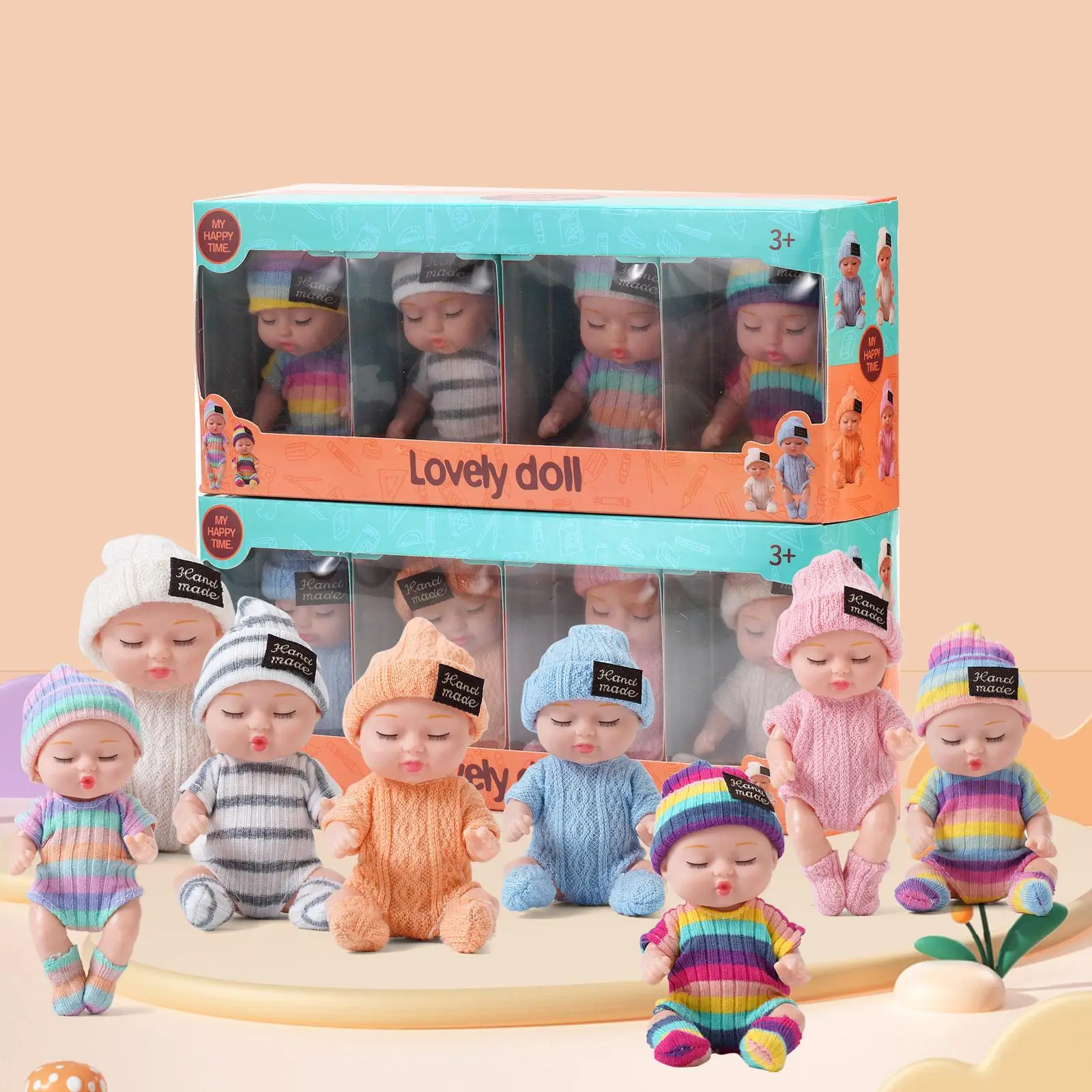 Knitted Clothes Reborn Doll (4 Counts/set), Cute Reborn Doll with Knitted Clothes, New Reborn Doll with Knitted Clothes, Birthday Gift