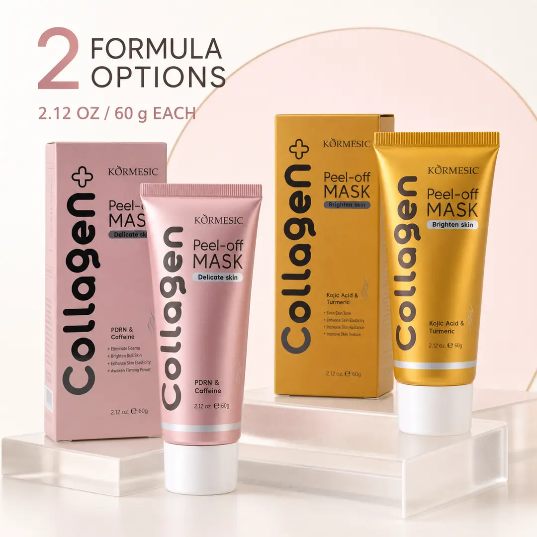 2-Piece Collagen Peel-Off Face Mask Set, PDRN & Caffeine Pink Mask and Kojic Acid & Turmeric Gold Mask, 2.12 oz Each, Flexible Film Facial Care for Nighttime Skincare and At-Home Self-Care
