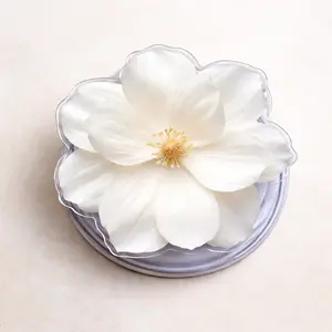 White Flower Magsafe Phone Grip - Magnetic Pop Socket Kickstand for Phone Kindle