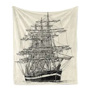 Pirate Ship Blanket Soft Flannel Blanket for Sofa Bed Warm and Lightweight for Boys Girls Adults 50 Inch X 40 Inch
