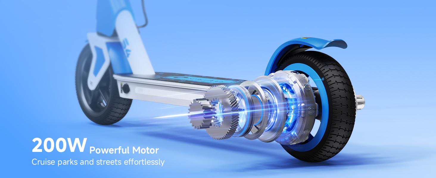 【Kids Love It!】S4 Foldable Electric Scooter with LED Display, 6" Solid Tires, 200W Motor, 3 Speeds (5/8/12 Mph), 154lbs Max Load, Colorful Lights, Electric Scooter for Kids Ages 6-14, Great Gift for Boy Girl