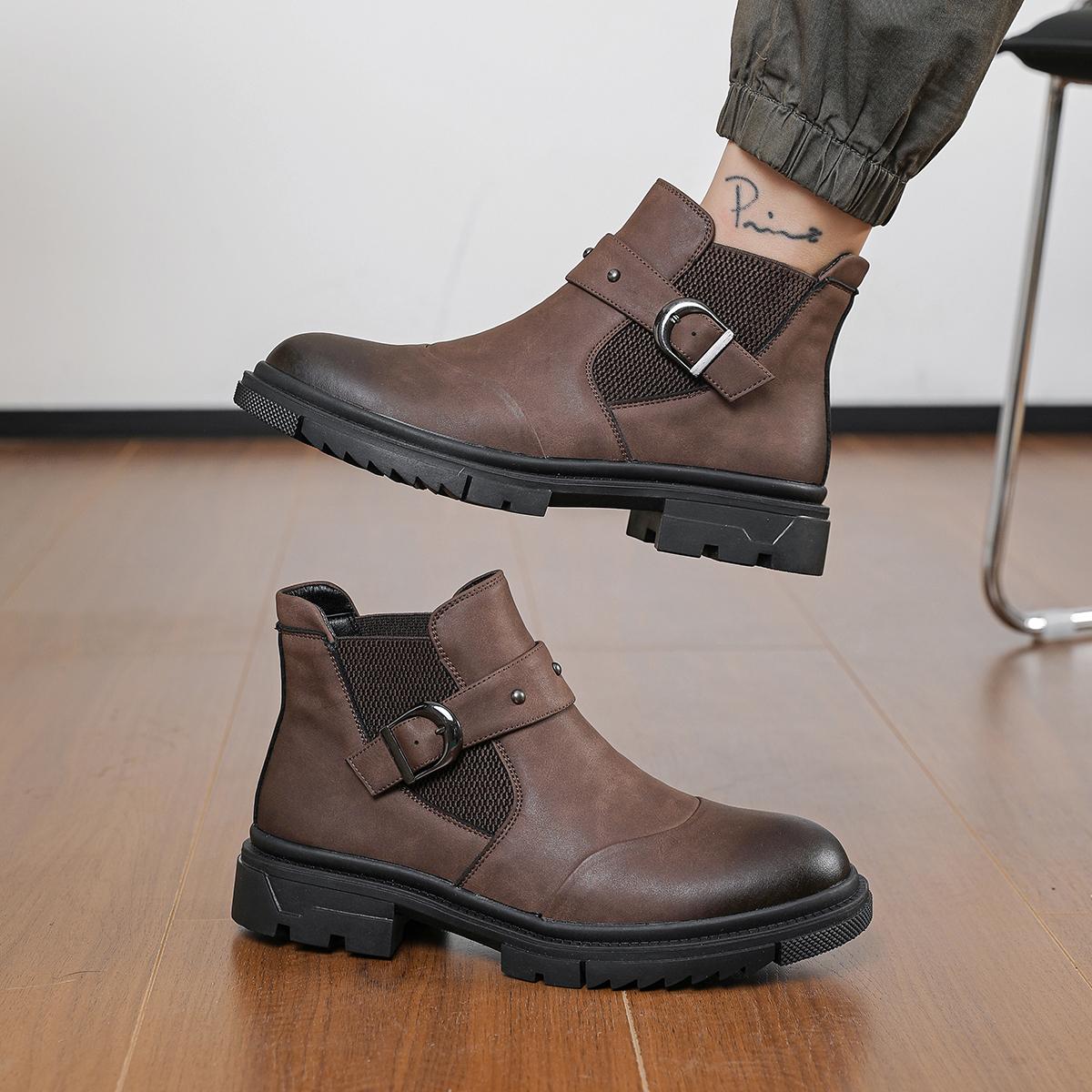 Men’s loafers, high-heel ankle boots, non-slip men’s shoes, trendy men’s boots, durable, stylish, retro, classic men’s shoes