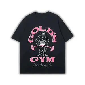 Golds Gym Vintage Fitness Tee | Retro Bodybuilding Graphic White T-shirt |  Classic Gym Lover Oversized Tshirt