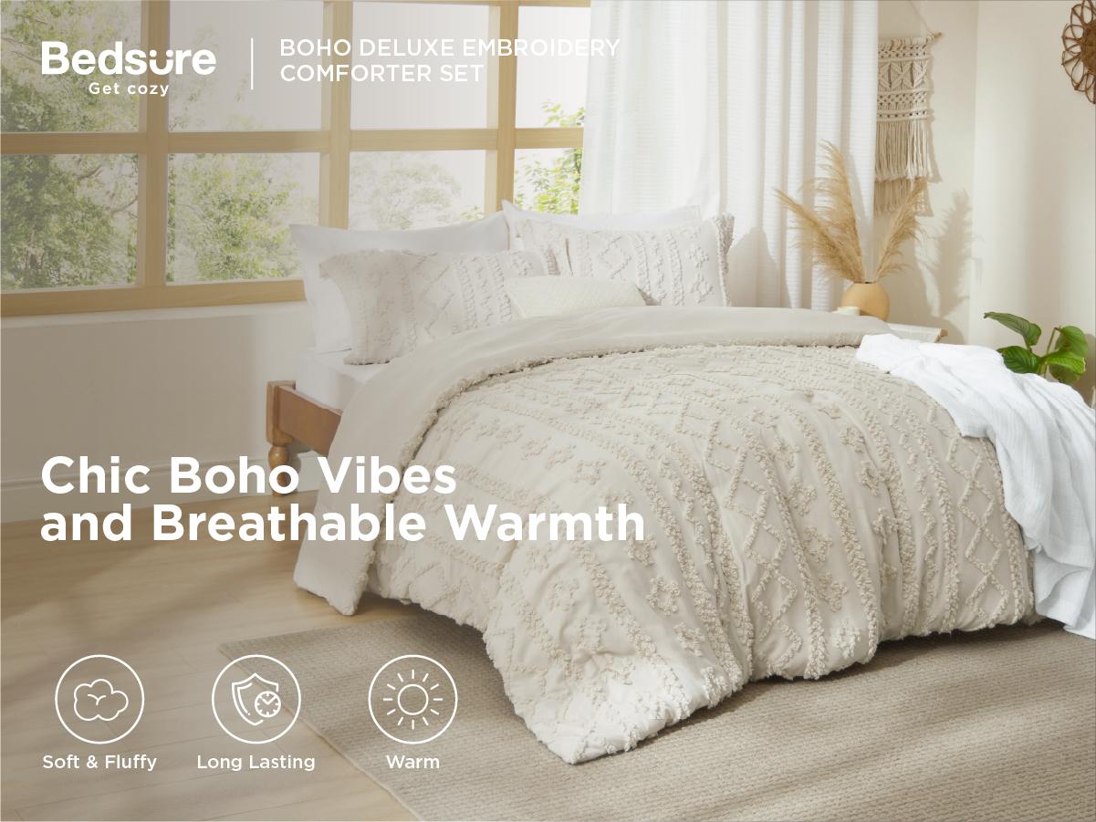 Bedsure Tufted Boho Decorative Bedding Set Comforter Boho Bed Set, GentleSoft 3 Pieces Farmhouse Shabby Chic Embroidery Bedding, Soft Jacquard Comforter for All Seasons Bedsure Tufted Boho Decorative Bedding Set Comforter Boho Bed Set, GentleSoft 3 Pieces Farmhouse Shabby Chic Embroidery Bedding, Soft Jacquard Comforter for All Seasons