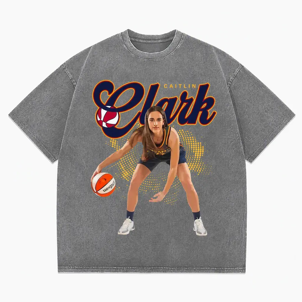 Cute Caitlin Clark Graphic T-Shirt, Cotton Basketball Fan Top, Casual Sportswear for Men & Women, Sizes , All Seasons, Business, Christmas