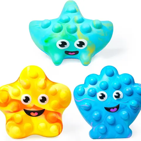 Tub Works 3-Pack BPA-Free Silicone Nautical Marine Theme Manta Ray Sealable Seashell Bathtoy - Touch-Enabled Fidget Sensory Play Toy for 24+ Months Kids, Easy for Little Hands to Grasp, Ideal Gift