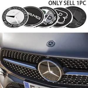 57mm Car Hood Emblem Badge Bonnet Emblem Decorative Decal Stickers For Mercedes Benz Brabus AMG W124 W140 W163 W202 W203 W204 W210 W211 W205