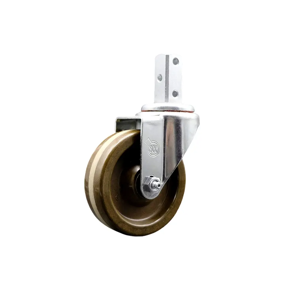Service Caster SCC-SQ20S414-PHSHT-34 Swivel Square Stem Caster with 4 x 1.25 in. Brown High Temperature Phenolic Wheel, 0.75 x 2 in. Square Stem with 3 0.26 in. Diameter Mounting Holes