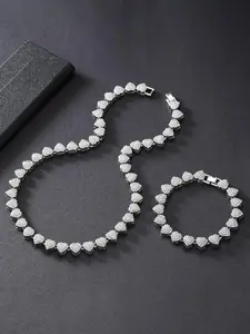 Rhinestone Decorated Necklace & Bracelet, Fashion Jewelry for Party, Daily Clothing Decor, Trendy All-match & Exquisite Jewelry for Birthday Gift