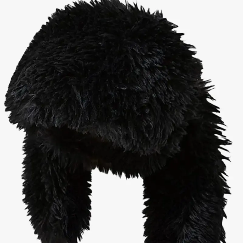 Fluffy Black Bunny Hat