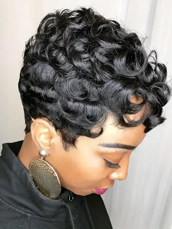 Curly Pixie Cut Wig Short Bob Wig for Women 100% Human Hair Wig 99J 4# Natural Color Finger Wave Full Machine Made Wig Pixie Wigs Wavy Wigs Curly Pixie Cut Wig Short Bob Wig for Women 100% Human Hair Wig 99J 4# Natural Color Finger Wave Full Machine Made Wig Pixie Wigs Wavy Wigs