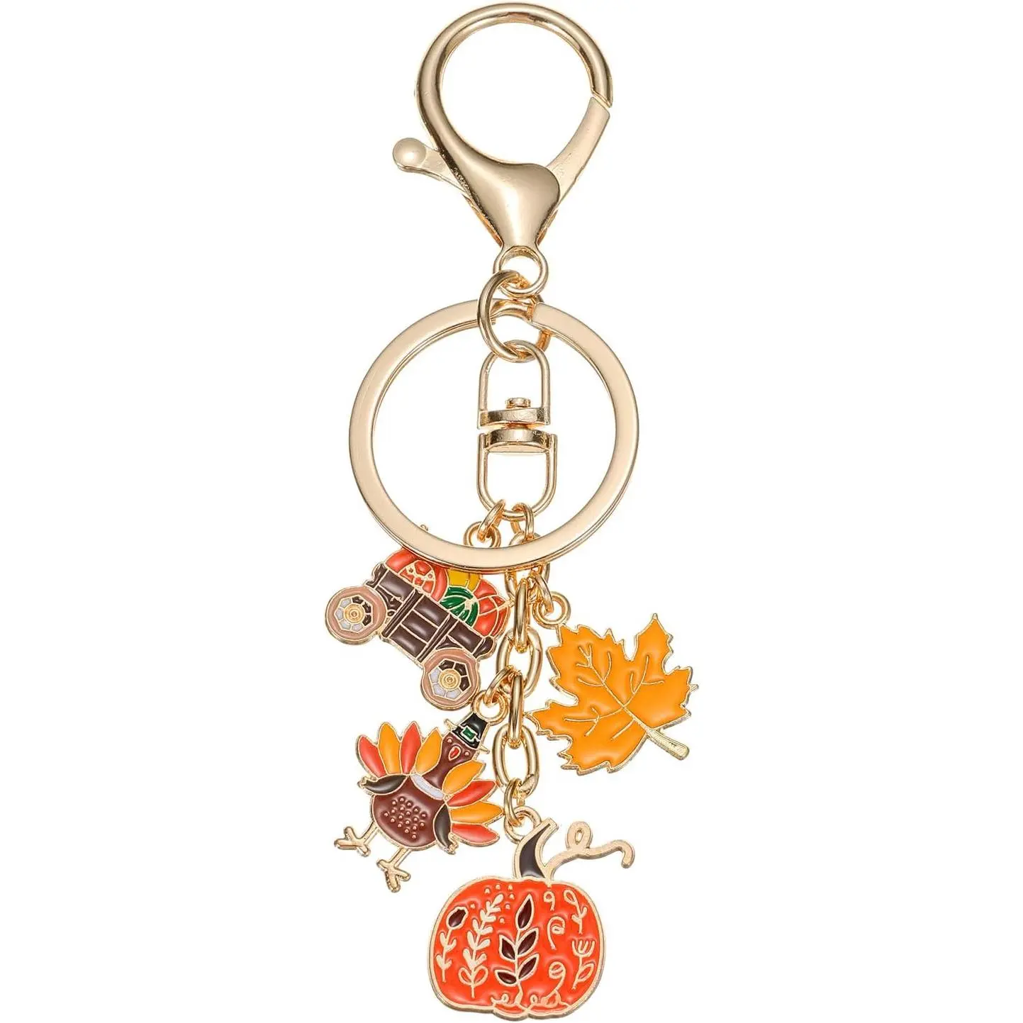 Thanksgiving Keychain Fall Key Chain Bag Charms Accessories, Pumpkin Turkey Maple Leaf Keychain Key Ring for Men Women Car Key Ring Bag Purse Accessories