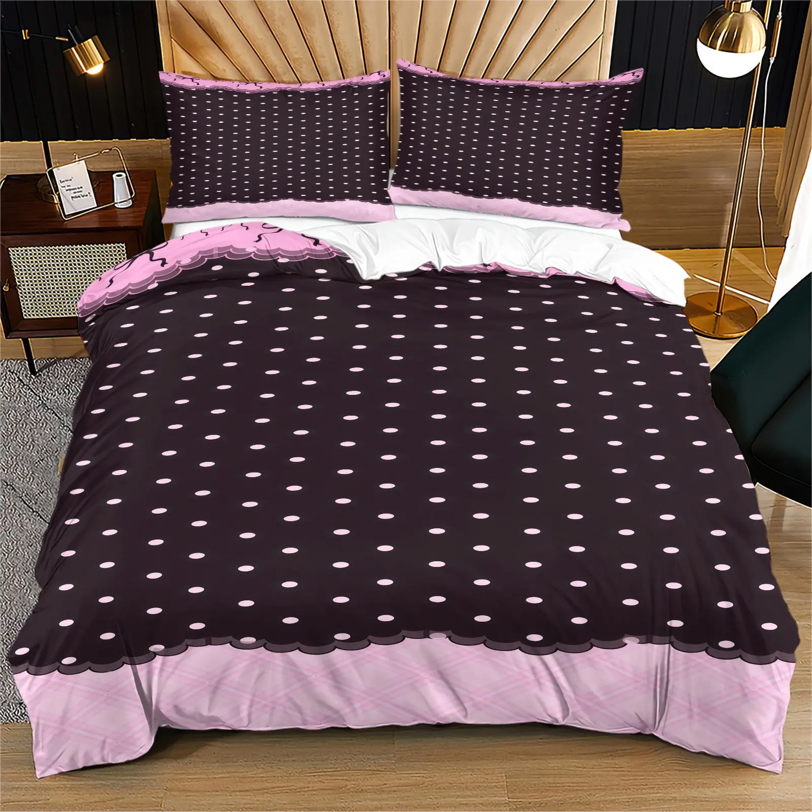 Polka Dot Pattern Duvet Cover Set, Soft And Comfortable Bedding Set (1 Duvet Cover + 1/2 Pillowcase, No Filler Included), Suitable For Bedrooms, Dormitories, And Guest Rooms For Teenagers, And Adults