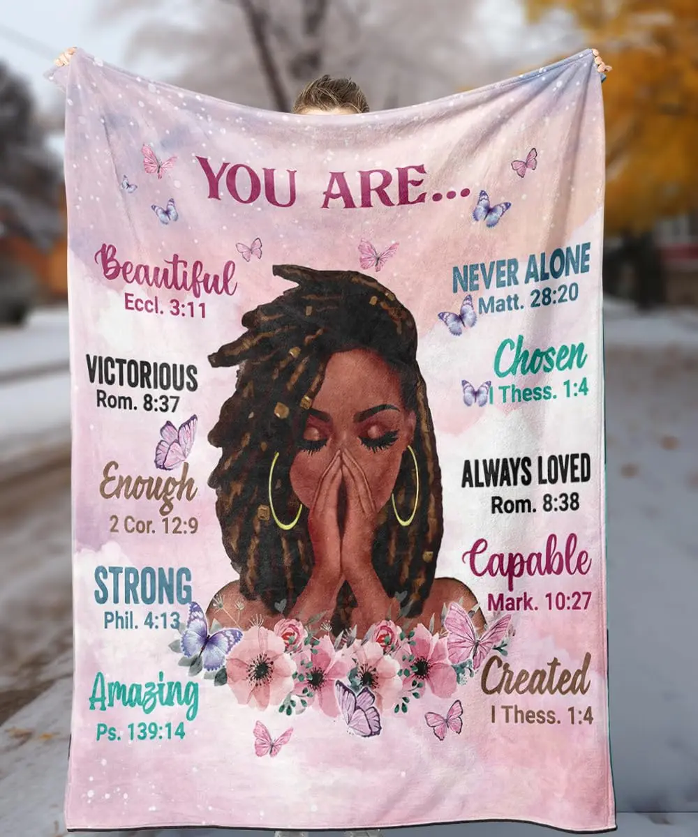 Flannel Throw Blanket - Soft Lightweight Slogan Print Fleece Blanket with Inspirational Positive Thoughts, Ideal for Bedroom Use and as a Gift for Women (50x60 in), Slogan Print Blanket